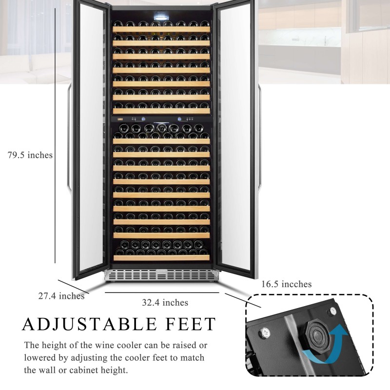 Lanbo Dual Zone Compressor Wine Cooler Cellar with LED light, 255